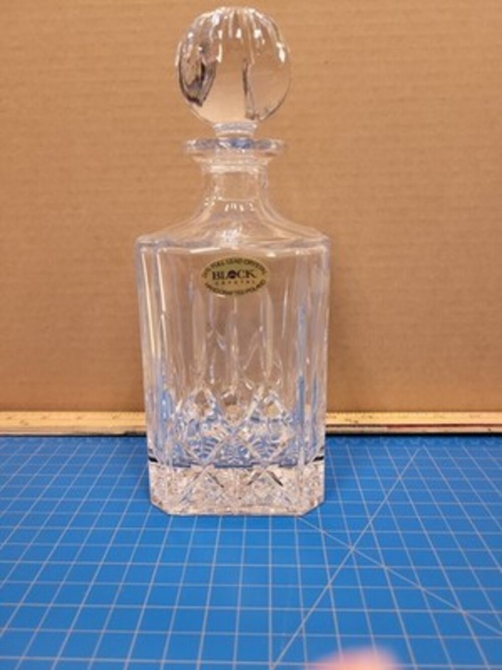 Block Crystal 24% Lead Crystal Decanter Handcrafted Poland Barware Liquor Carafe